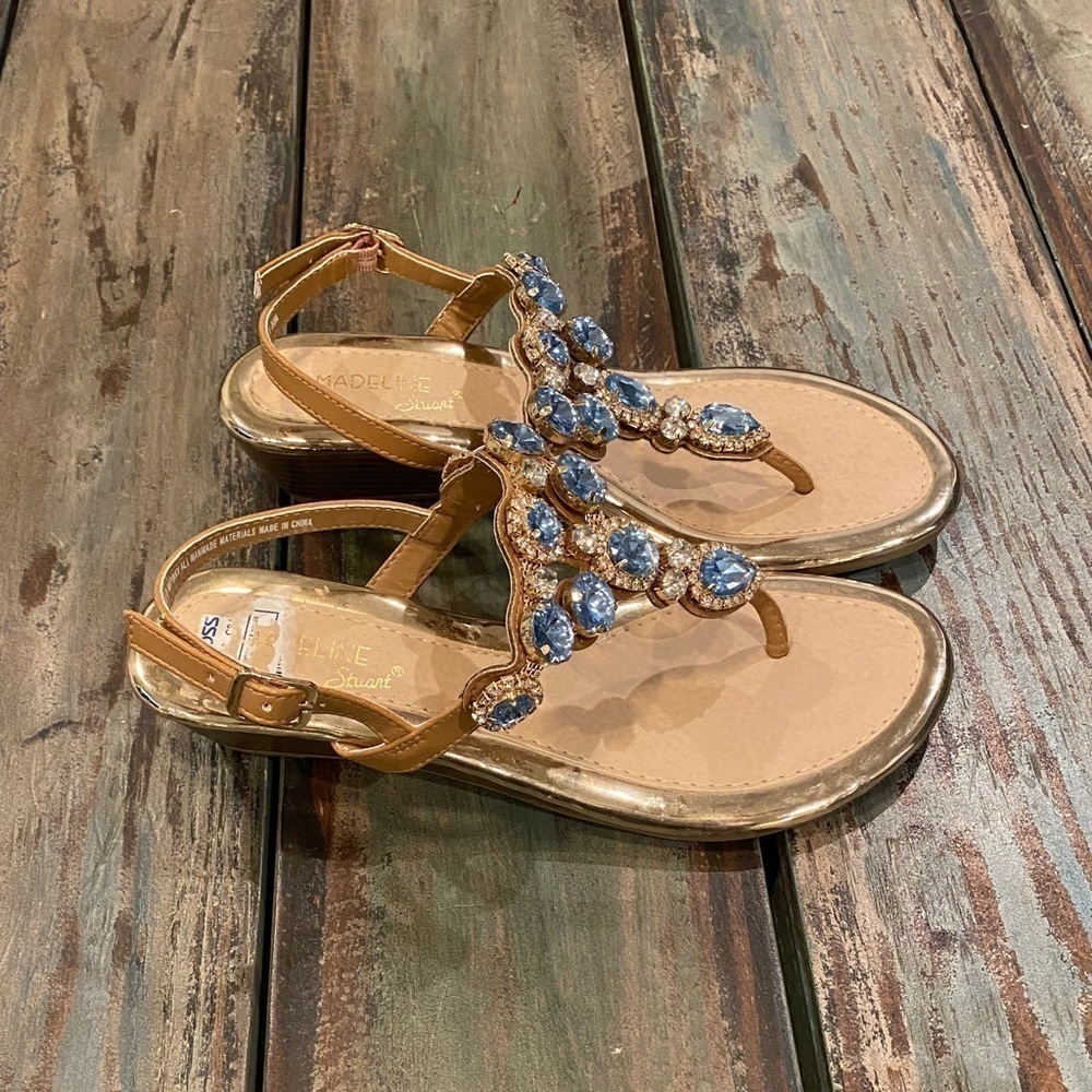 Madeline Stuart MsPinky Bling Faux Rhinestone Gemstone Flip Flop Sandals Sz 5.5 - Picture 8 of 10